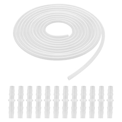 1/4 Inch Plastic Hose Barb Fitting with 16 FT Silicone Tubing, Leak-Proof Barbed Connector Adapter for Pump Irrigation, Ponds, Gardens, Aquarium, Aquaponics