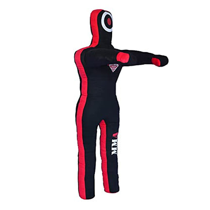 Kids Grappling Standing Dummy - Unfilled – Wrestling, Jiu-Jitsu, MMA Training Dummy with Moveable Arms and Legs – Durable Polyester Fabric - color: Black-Stand, size: 4 ft-49 Inch