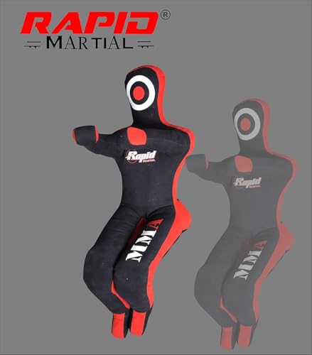 Grappling Dummy for Brazilian Jiu-Jitsu, Karate, and MMA Training – Sitting Position – Unfilled 4 FT (48 Inches) Black-Red