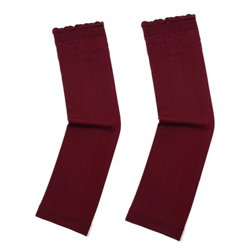 Yizelli Outdoor Arm Sleeves for Women Polyester Long Arm Sleeves for Sun Protection - color: Dark Wine Red