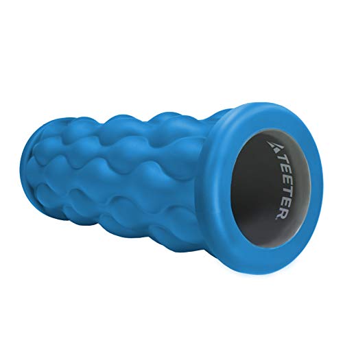 Teeter Massage Foam Roller - Textured for Deep Tissue Muscle Relief to Boost Recovery, Flexibility, Mobility - Back Pain Relief, Sports Massage, Myofascial Release - color: Less Firm (Blue/Wavy)