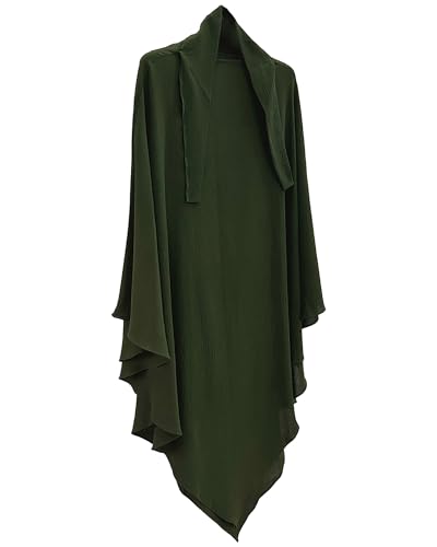 Muslim Prayer Abaya Islamic Women's Khimar Pure Color Hijab Dress Long Sleeve Dubai Kaftan - color: Armygreenhijab