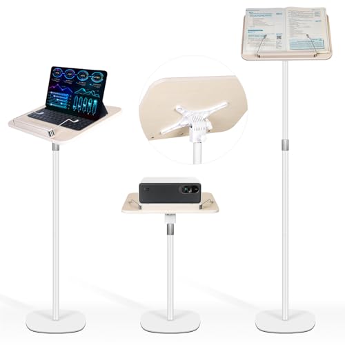 Floor Standing Book Stand, Foldable Book Holder for Reading with Page Clips, 19"–51" Height Adjustable, Sturdy Podium Stand for Reading, Bible, Laptop, Cookbooks, or Projector - color: Creamy White, size: 15.35"*10.4"