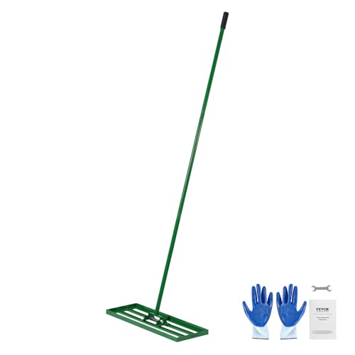VEVOR Lawn Leveling Rake, 30"x10" Level Lawn Tool, Heavy-Duty Lawn Leveler with 78" Steel Extended Handle, Yard Leveling Rake Suit for Garden, Golf Lawn, Farm - size: 30x10in