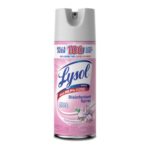 Lysol Disinfectant Spray, Household Cleaning Supplies, Disinfecting Multi-Purpose Room Spray, Antibacterial Sanitizer, Deodorizer, Kills Hantavirus, Early Morning Breeze, 12.5 Fl Oz