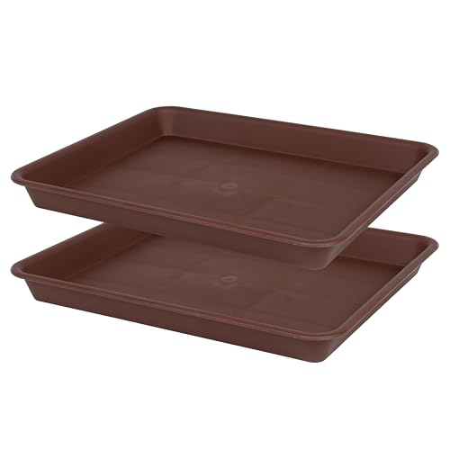 VUWEZ Rectangle Plant Tray, Plant Drip Tray, Plant Pot Saucers, Plant Germination Trays, Plant Saucers, 11'' x 9'' x 1.2'' (2 pack), Chocolate - color: Chocolate, size: 11'' x 9'' x 1.2'' (2 pack)