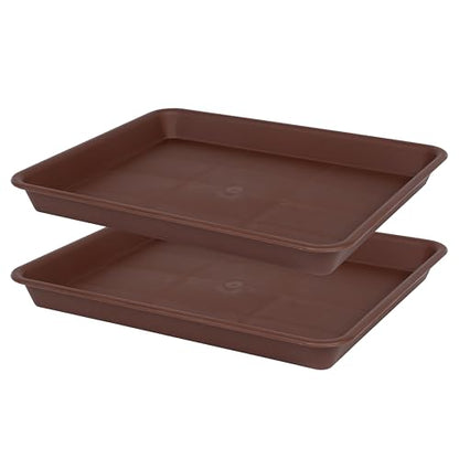 VUWEZ Rectangle Plant Tray, Plant Drip Tray, Plant Pot Saucers, Plant Germination Trays, Plant Saucers, 14.5'' x 11'' x 1.5'' (2 pack), Chocolate - color: Chocolate, size: 14.5'' x 11'' x 1.5'' (2 pack)