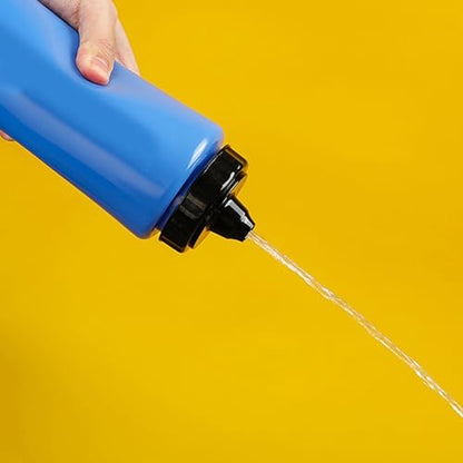 1L Water Bottle with Convenient Squeeze Cap and Long Straw for Athletes on the Move Easy Hydration (Blue) - color: Blue