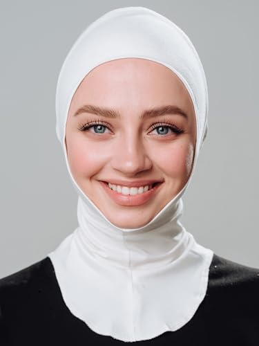 Hijab Undercap with Ties for Secure Fit – Muslim Underscarf for Women - color: White