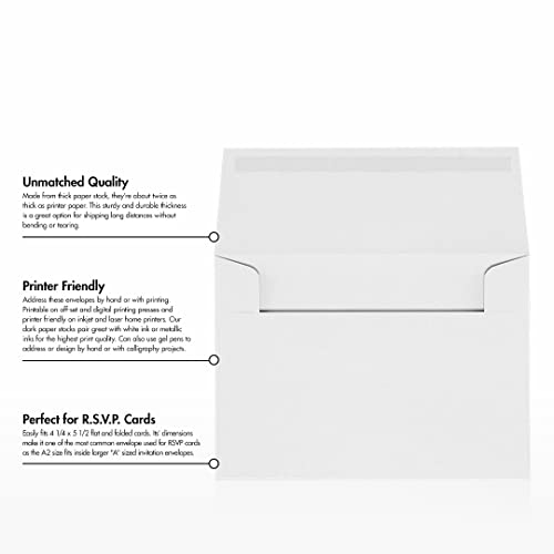 LUXPaper A2 Classic Crest Invitation Envelopes | 4 3/8" x 5 3/4" | Avon Brilliant White | 70lb. Text | 1,000 Qty - color: 70lb. Classic Crest Avon Brilliant White, size: 1000 Qty.