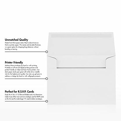 LUXPaper A2 Classic Crest Invitation Envelopes | 4 3/8" x 5 3/4" | Avon Brilliant White | 70lb. Text | 1,000 Qty - color: 70lb. Classic Crest Avon Brilliant White, size: 1000 Qty.