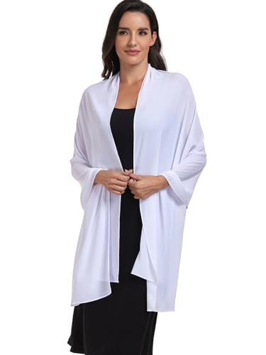 Chiffon Shawl and Wraps for Women Warm Scarves Wedding Evening Bridal Scarfs Pashmina Shawls - color: White