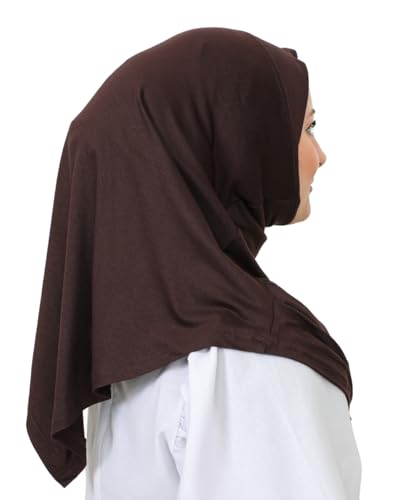 Prien Plain Ready To Wear Hijab for Women, Muslim Instant Turbans, Soft Jersey Scarf, Islamic Clothes, Long Hijabs, Abaya - color: Brown