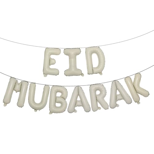 16 inch Multicolor Eid MUBARAK Foil Balloons Party Decoration Supplies RAMADAN MUBARAK Decoration Happy EID Balloons For Muslim EID Ballon (EID MUBARAK Cream) - color: Eid Mubarak Cream