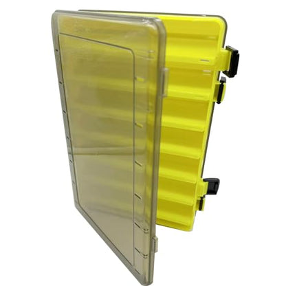 14 Compartments Double-Sided Visible Fishing Lure Hook Tackle Box Hard Plastic Orange/Yellow Container Box for Fishing Lures Hooks Jewelry Beads Earring (1pcs-yellow-14compartments) - color: 1pcs-yellow-14compartments