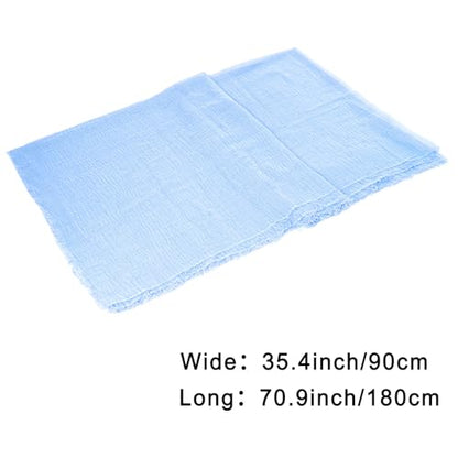 Nydotd Women Summer Cotton Linen Scarf Crinkle Long Beach Shawl Wrap hijab with Fringe - color: Light Blue