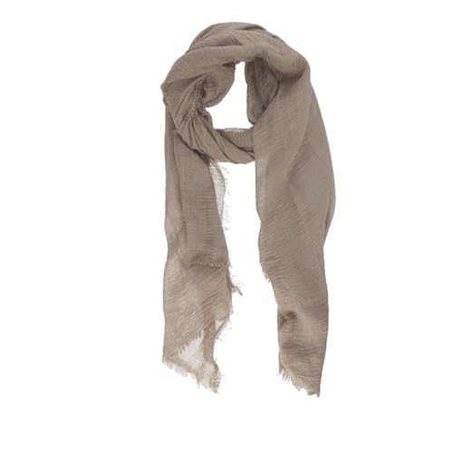 Nydotd Women Summer Cotton Linen Scarf Crinkle Long Beach Shawl Wrap hijab with Fringe - color: Khaki
