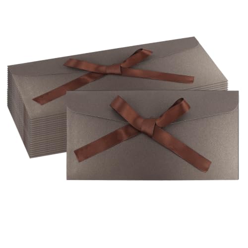 20 Pack Gift Card Envelopeswith Bow Tie Closure 8.66 x 4.33 Inch - color: Brown