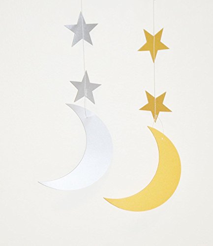 Zaffron Silver and Gold Crescent Moon Hanging Eid Decorations (4 Pack)