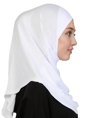 Lina & Lily Modal Jersey Muslim Amira Instant Hijab Scarf One Piece Ready-To-Wear - color: White