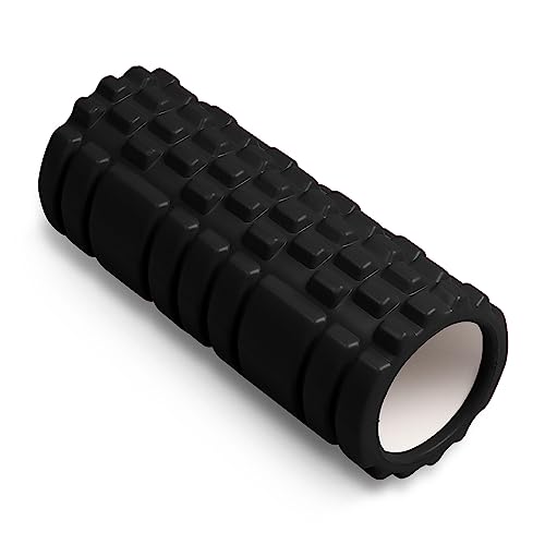 DRUNA Foam Roller for Muscle Massage, Pilates & Yoga 13"x5.5" Medium Firm PVC Foam Roller for Deep Tissue Massage, Recovery & Flexibility (Black) - color: Black