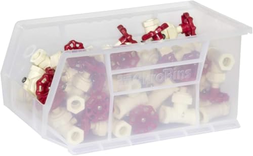 Akro-Mils 30240 AkroBins Plastic Storage Bins, 15"x8"x7", Clear, 12-Pack | Space-Saving Stackable Bins for Garage, Pantry, Craft Organization - color: Clear