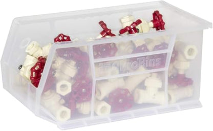 Akro-Mils 30240 AkroBins Plastic Storage Bins, 15"x8"x7", Clear, 12-Pack | Space-Saving Stackable Bins for Garage, Pantry, Craft Organization - color: Clear