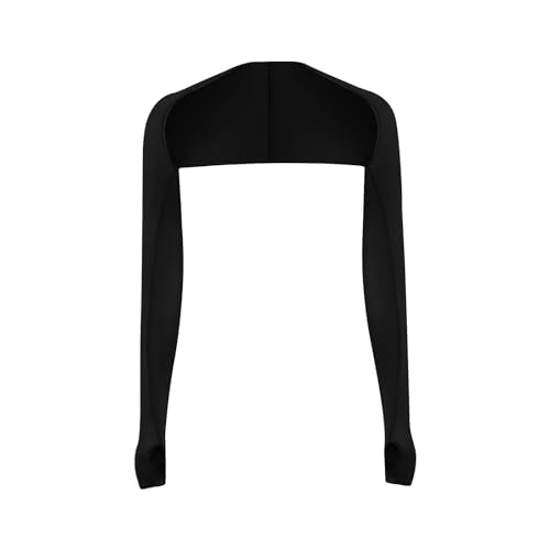 Women's Cool Shawl Arm Sleeves with Finger Holes Premium Sun Protection Long Sleeves for Hiking Fishing Running - color: Black