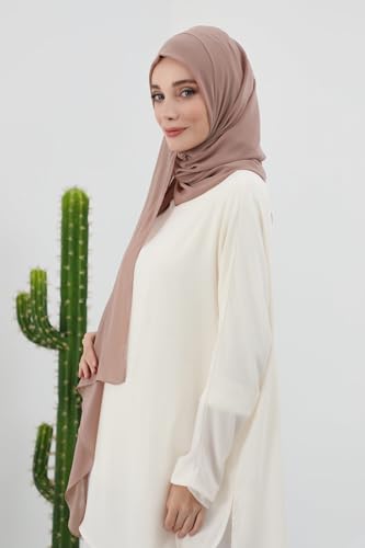 Aisha's Design Instant Chiffon Shawl for Women Modesty Turban Hijab Head Wrap Ready to Wear Women Headscarf - color: Dark Mink