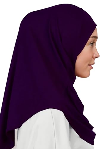 Lina & Lily Modal Jersey Muslim Amira Instant Hijab Scarf One Piece Ready-To-Wear - color: Dark Purple