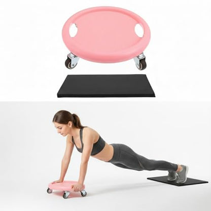 HANABASS Four Wheel Ab Roller with Knee Mat | Multi-Directional Ab Wheel Exercise Roller, Silent Core Workout Equipment for Home Gym Fitness Training