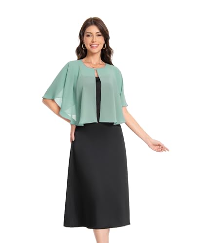 Baoqiya Capelets for women Chiffon Cape Soft Shawls and Wraps For Women - color: Bean Green