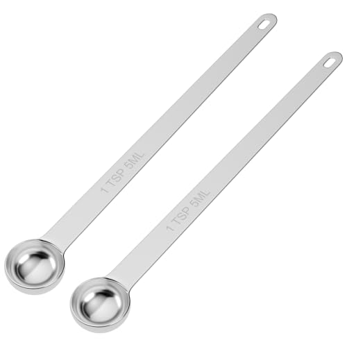2PCS 1TSP(5ml) Extra Long Handle Measuring Spoon, 18/8 Stainless Steel | Food-Grade SS 304, Accurate, BPA-Free, Dishwasher Safe, Engraved Marking, Kitchen Essential - size: 1tsp|5ml