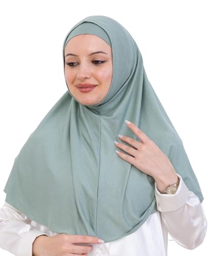 Prien Instant Hijab For Women, Muslim Long Scarf, Undercap Turban Set, Turkish Islamic Clothing, Prayer Clothes For Abaya - color: Light Green