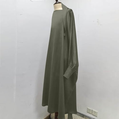 Lmdudan Girls Muslim Dress Hood Long Sleeve Prayer Dresses Robe Dubai Abaya 2026 Ramadan Kaftan Dress Kids 6-13 Years - color: Army Green, size: 6-7 Years