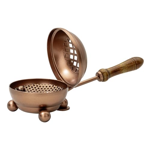 Handmade Coppertone Iron Incense PAN – 3.15 Inches Diameter, Copper Finish Burner for Charcoal & Resin Incense, Artisan Craftsmanship from India - color: Copper - Medium