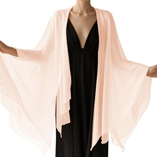 Chiffon Scarf,Soft Breathable Chiffon Shawls and Wraps,Silky Women's Hijab for Evening Dresses Wedding Bridal Scarves - color: Champagne, size: 67 x 28 inches