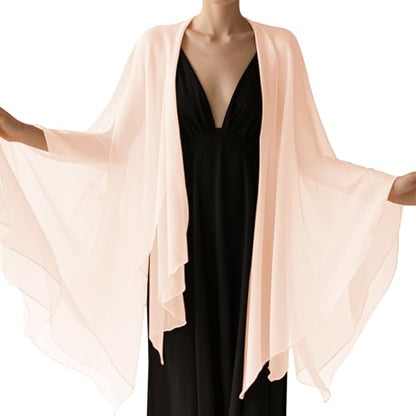 Chiffon Scarf,Soft Breathable Chiffon Shawls and Wraps,Silky Women's Hijab for Evening Dresses Wedding Bridal Scarves - color: Champagne, size: 67 x 28 inches