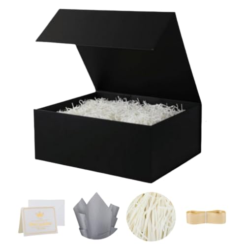 UoeRing 1 Pcs Black Gift Box 9.5x6x3 Inch with Magnetic Lid - color: 9.5x6x3 Inch-Black-Pack of 1