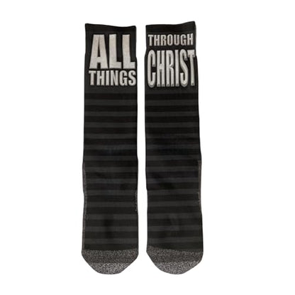 Bible Verse Socks for Women - Christian Crew Socks | Inspirational and Comfortable, Easter Gift Idea - color: All Things Through Christ - Phil. 4:13