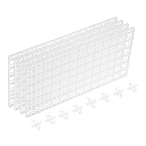 uxcell 4Pcs Aquarium Fish Tank Divider, 12x6 Inch Plastic Egg Crate Light Diffuser Grid Filter Bottom Partition Separator with Sucker Clips and Suction Cups for Aquarium, White - color: White, size: 12x6 Inch