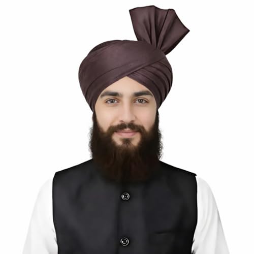 Turban For Men (156 Inches) Long Cloth – Muslim, Sikh, Punjabi Headwrap | For Prayer, Festivals & Special Occasions - color: Dark Coffee