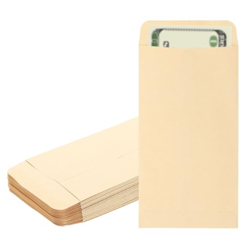 PATIKIL Money Envelope, 50 Pack 6.5" x 3.5" Cash Envelopes Money Holder Bags Budgeting Saving Challenge Letter for Gift Coins Checks Tickets Jewelry Passport Card, Khaki - color: Khaki, size: 6.5" x 3.5"