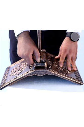 Plastic Floor Rahle with Silver Accents | White Base | Foldable Islamic Quran Reading Stand | Polyester Material - Silver