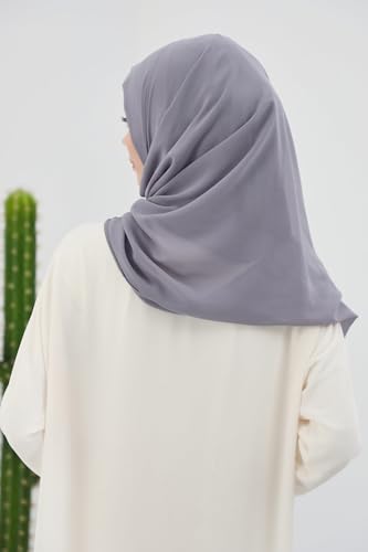 Aisha's Design Instant Chiffon Shawl for Women Modesty Turban Hijab Head Wrap Ready to Wear Women Headscarf - color: Grey