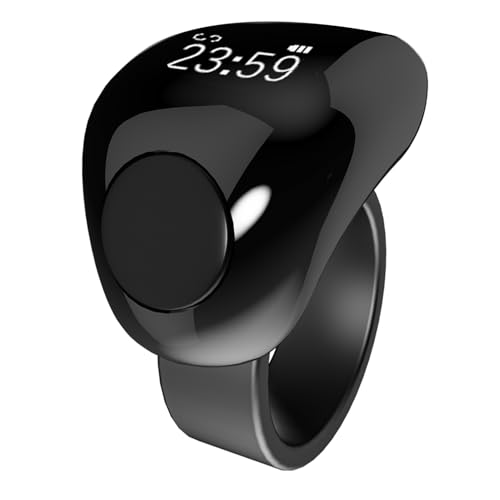 Digital Counter Prayers Reminder Ring, Bluetooth 5.1 Smart Tasbih Ring with Touch Sensitive Vibration Alerts Finger Counter for Muslim Prayer Counting Islamic Gift Men Women - color: Black, size: 20&22mm