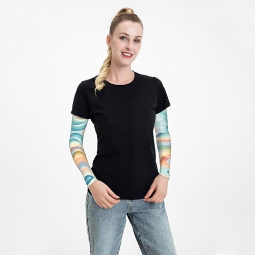 Arm Sleeves Outdoor Garden Sports Cooling Sun Sleeve for Women Men Farm - color: Abstract