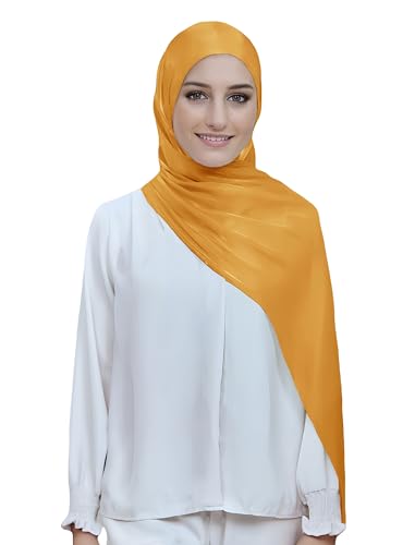 Lina & Lily Sheen Shimmer Women's Crepe Scarf Shawl Wrap Head Hijab Lightweight - color: Gold