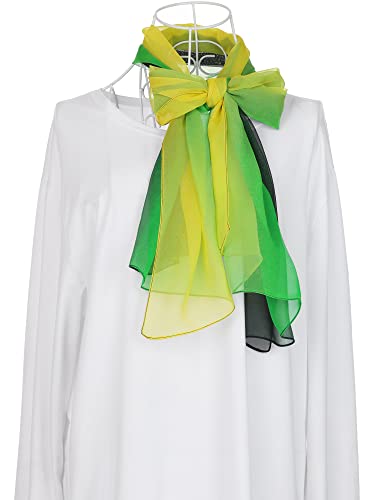 uxcell Women'sChiffon Sheer Long Scarf Silky Gradient Party - color: Yellow Green Black