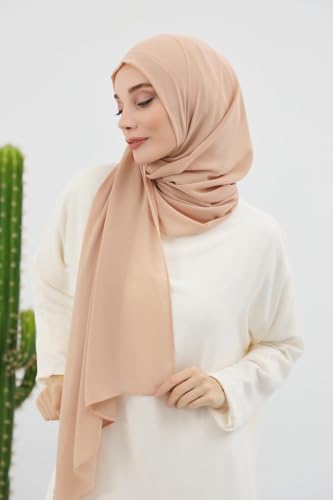 Aisha's Design Instant Chiffon Shawl for Women Modesty Turban Hijab Head Wrap Ready to Wear Women Headscarf - color: Sand Brown
